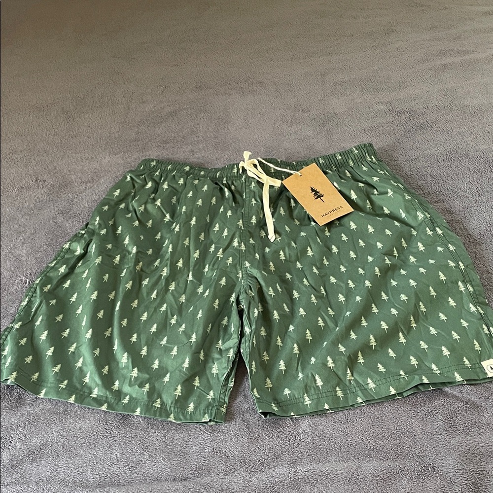 Green Tree Patterned Organic Cotton Unisex Shorts